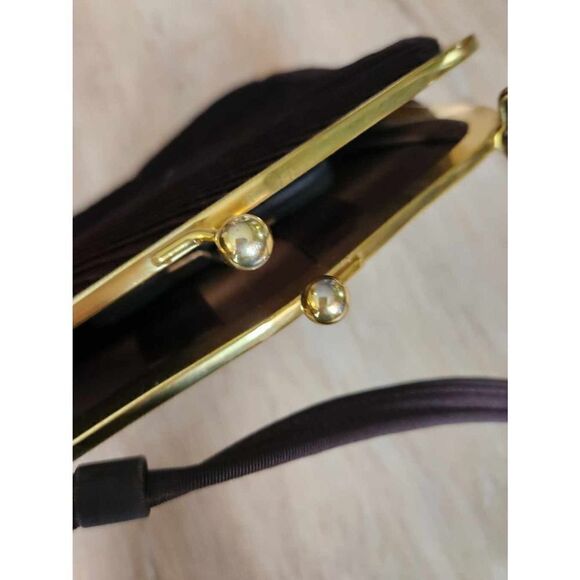 Vintage 50s 60s Ribbed Handband Purse Chocolate Brown Evening Small - Picture 5 of 5